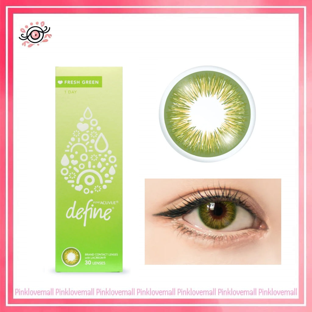 ACUVUE 強生 Define Fresh Green 森系綠｜日拋透明隱形眼鏡｜每盒30片