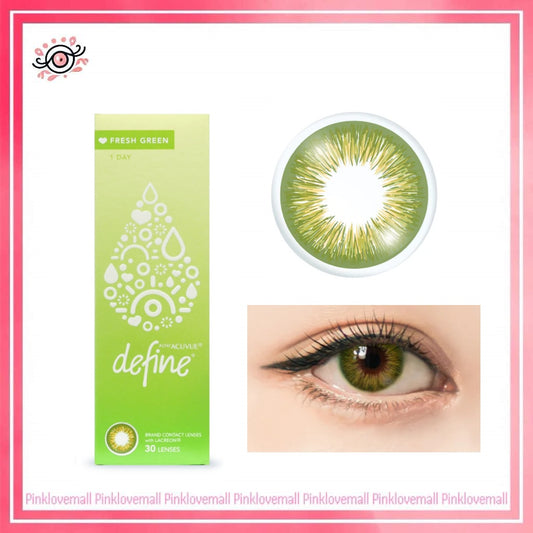 ACUVUE 強生 Define Fresh Green 森系綠｜日拋透明隱形眼鏡｜每盒30片